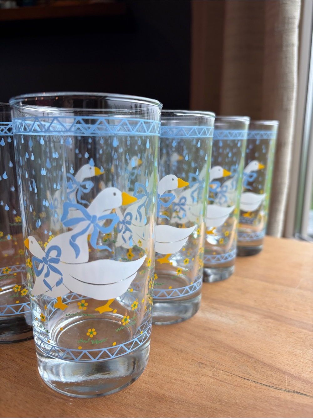 Vintage 1987 Goose Print Glasses- set of 8
